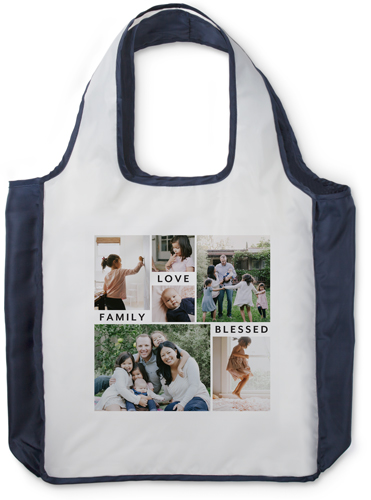 Sentiment Gallery of Six Reusable Shopping Bag, True Blue, Multicolor, multi