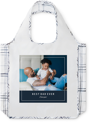 Classic Dad Frame Reusable Shopping Bag, Plaid, Black