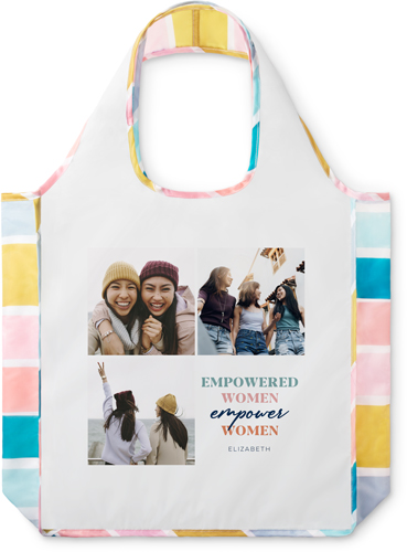 Empowered Women Reusable Shopping Bag, Stripe, Blue
