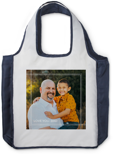 Intersecting Corners Reusable Shopping Bag, True Blue, White, white