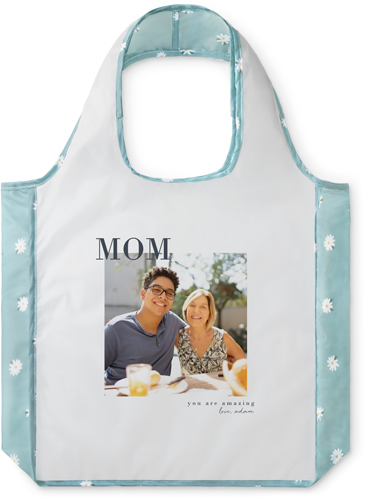 Modern Mom Reusable Shopping Bag, Floral, White