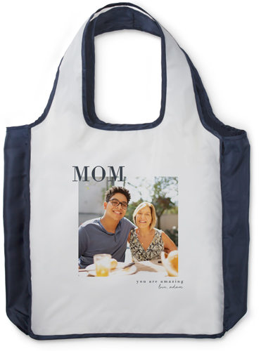Modern Mom Reusable Shopping Bag, True Blue, White