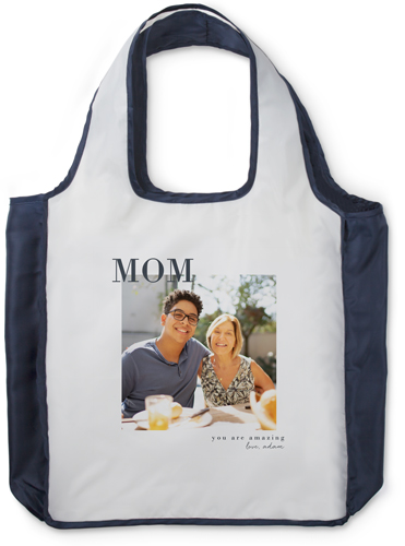 Modern Mom Reusable Shopping Bag, True Blue, White, white