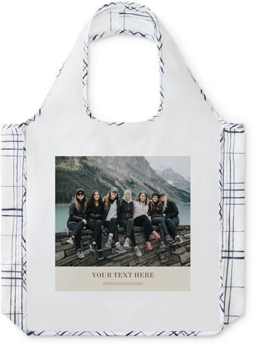 Neutral Banner Reusable Shopping Bag, Plaid, Beige, wheat