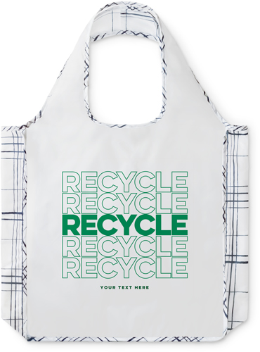 Recycle Repeat Reusable Shopping Bag, Plaid, Green