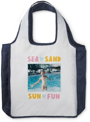 Sea Sand Sun Reusable Shopping Bag, True Blue, Yellow, eggyolk