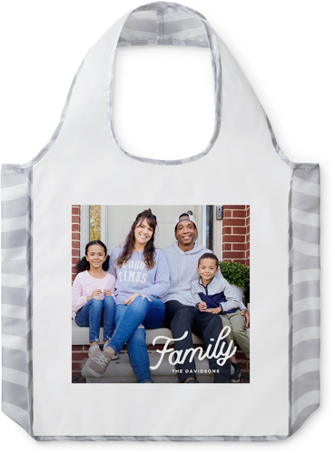 Tilted Family Letters Reusable Shopping Bag, Arches, White