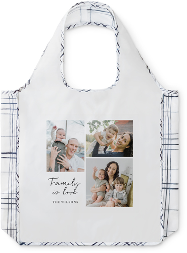 Family Gallery of Three Reusable Shopping Bag, Plaid, Multicolor, multi