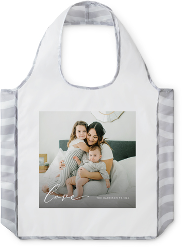 Contemporary Love Script Reusable Shopping Bag, Arches, White