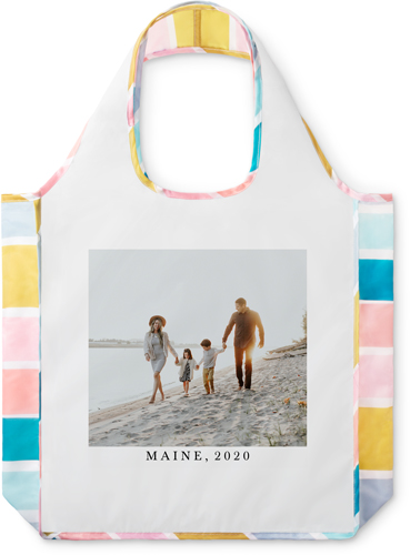 Photo Gallery Gray Mosaic Reusable Shopping Bag, Stripe, Multicolor