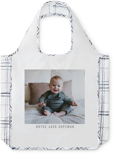 Photo Gallery True Blue Reusable Shopping Bag, Plaid, Multicolor, multi