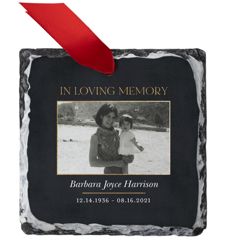 Framed Memorial Slate Ornament, Black, Square Ornament