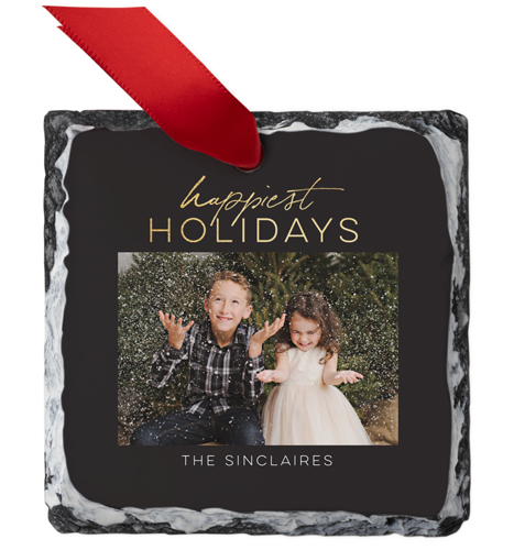 Modern Holiday Frame Slate Ornament, Gray, Square