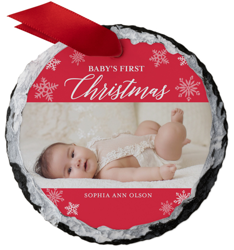 Baby's First Year Christmas Slate Ornament, Red, Circle