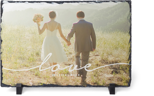 Modern Scripted Love Slate Plaque, 7.5x11.5, White, white