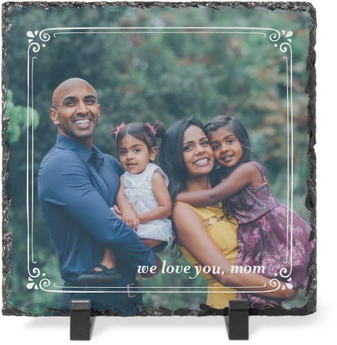 Sweet Mom Border Slate Plaque, 8x8, White, white