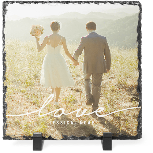 Modern Scripted Love Slate Plaque, 8x8, White