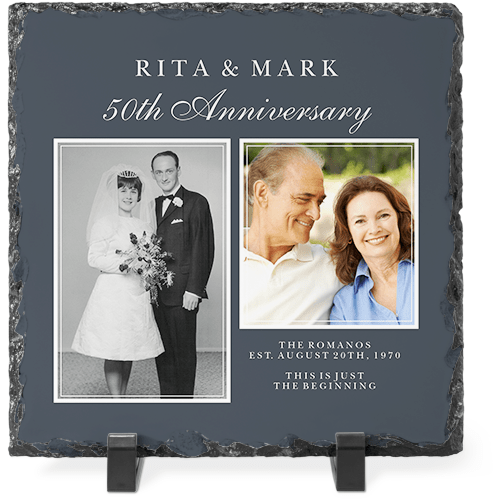 Traditional Anniversary Slate Plaque, 8x8, Gray