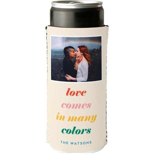 Colorful Love Slim Can Cooler, Slim Can Cooler, Beige, antique white