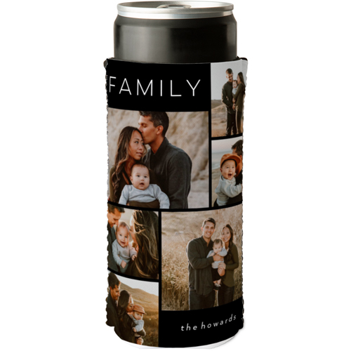 Family Grid Slim Can Cooler, Slim Can Cooler, Black, black