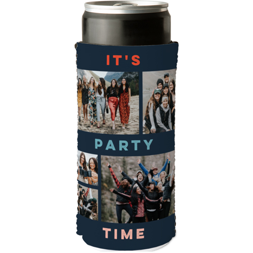 It's Party Time Slim Can Cooler, Slim Can Cooler, Black