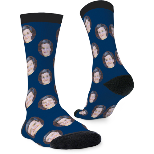 Floating Faces Custom Socks, Blue