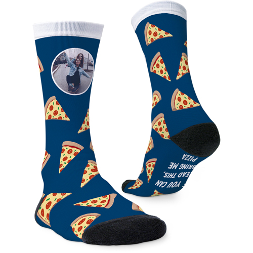 Bring Me Pizza Custom Socks, Blue