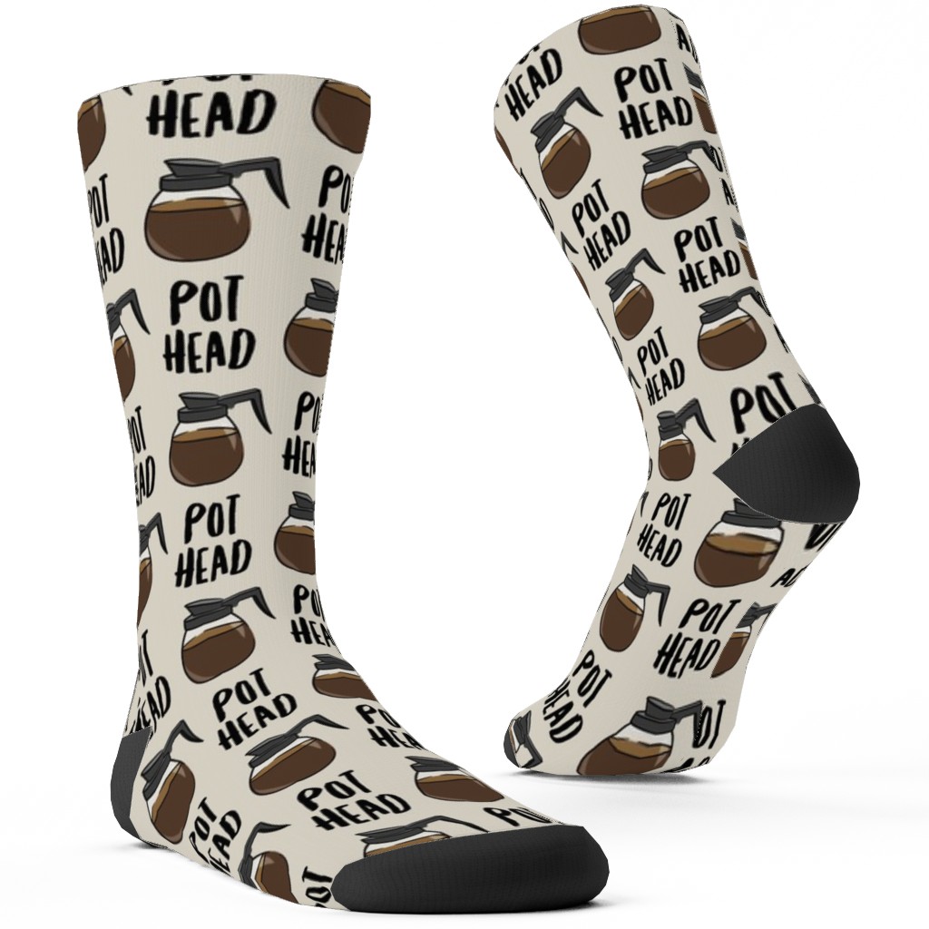 Coffee Pots - Beige Custom Socks, Brown