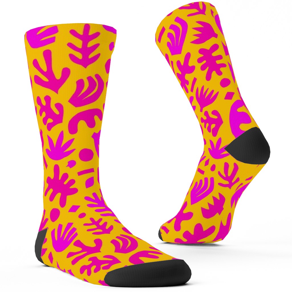 Matisse Paper Cuts - Neon Custom Socks, Pink