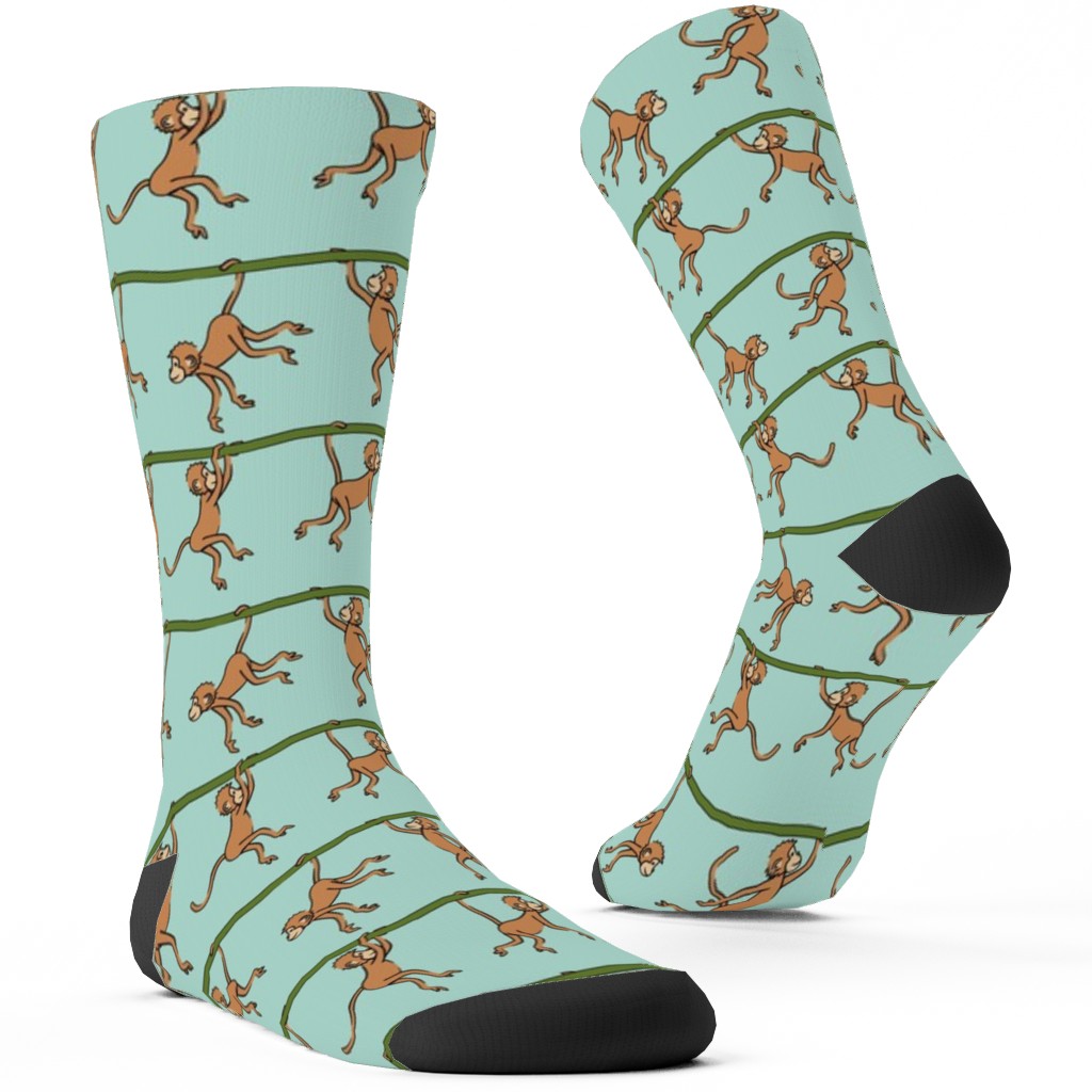 Swinging Monkeys Custom Socks, Green