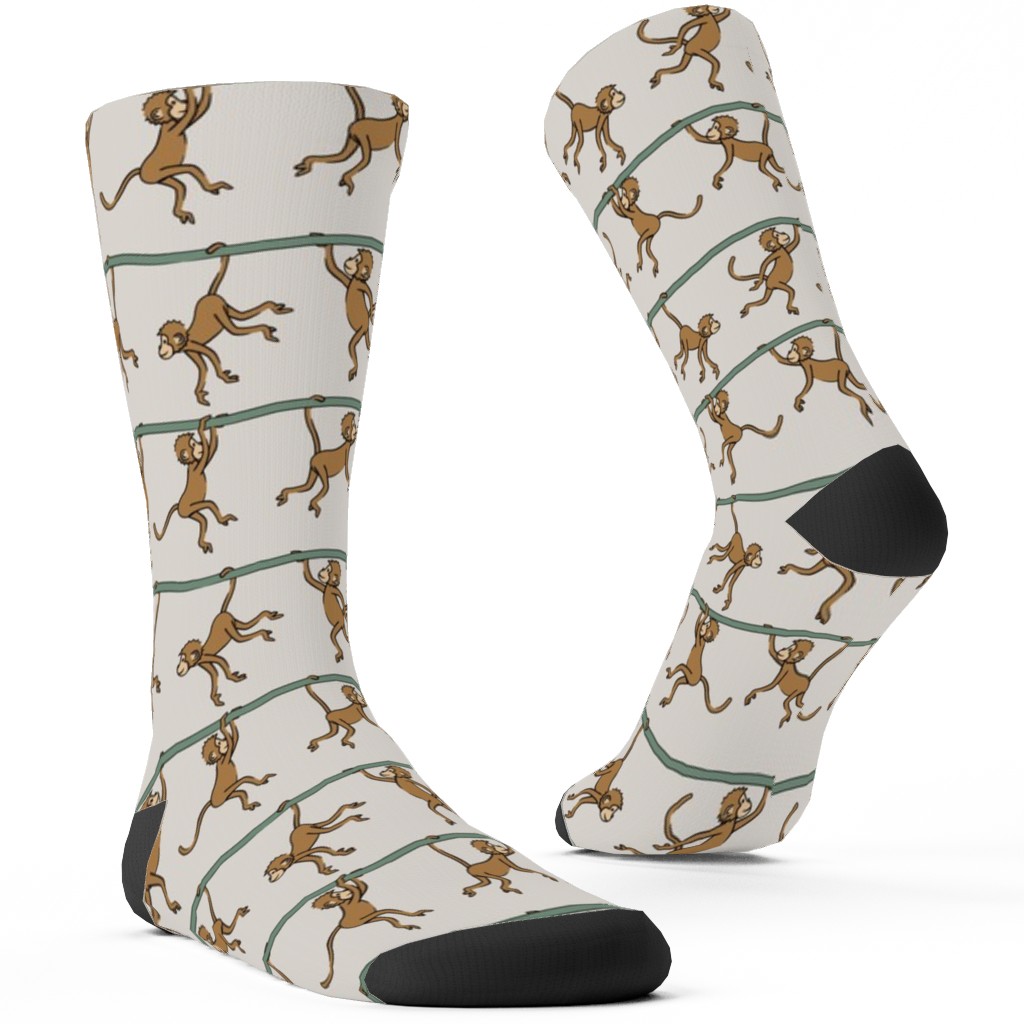 Swinging Monkeys Custom Socks, Beige, Stone