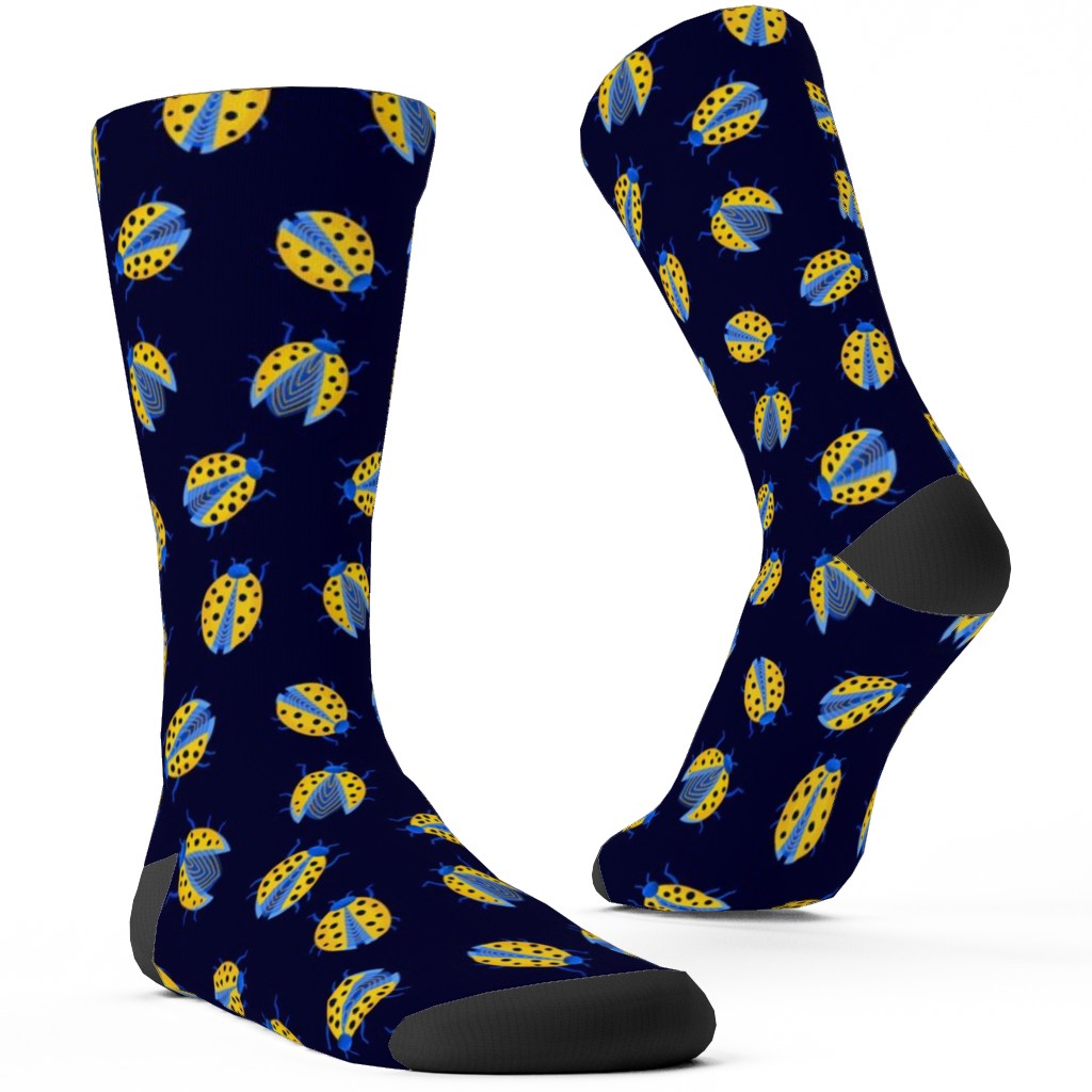 Classic Ladybugs Custom Socks, Blue, Navy