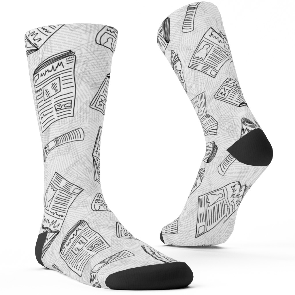 Newsprint Custom Socks, White