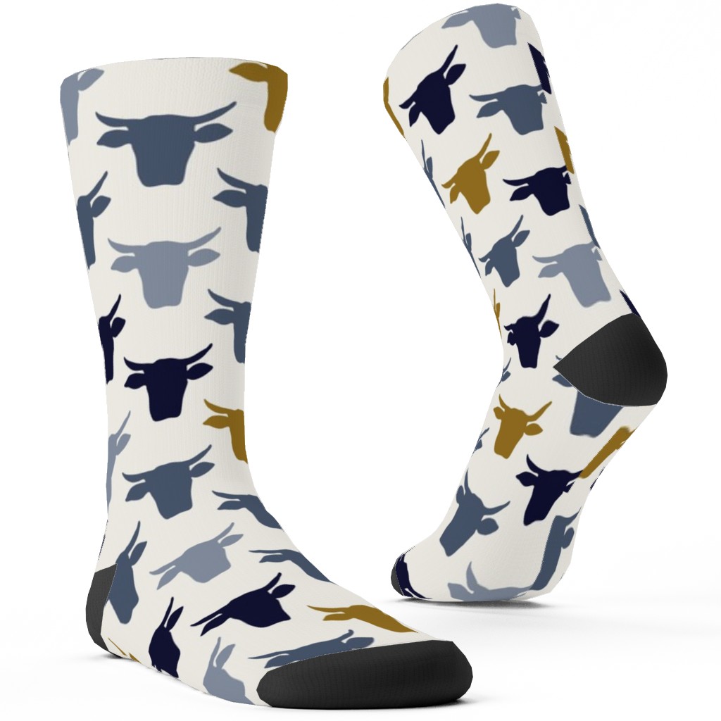 Cows Custom Socks, Blue, Silver Lake