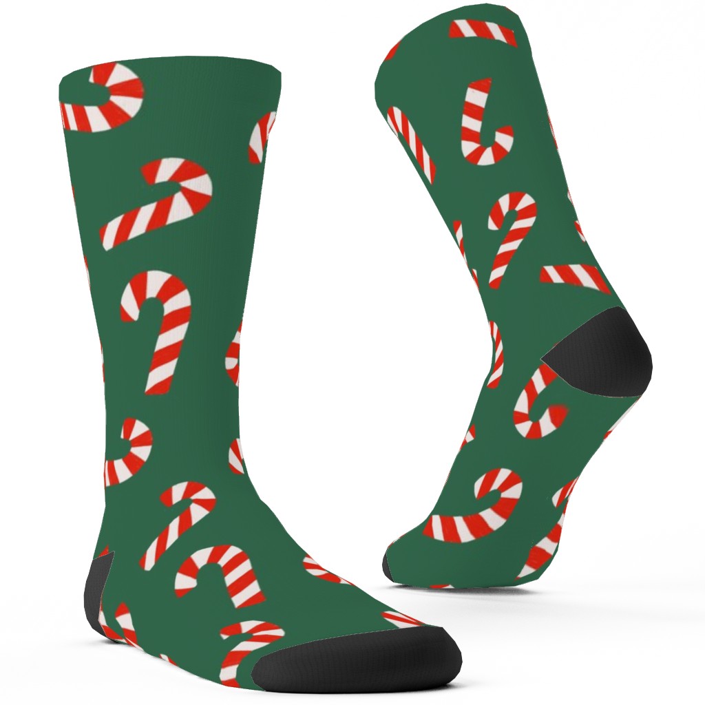 Candy Cane Pattern Custom Socks, Green