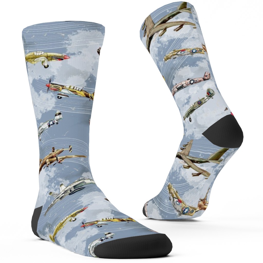 Military Planes Custom Socks, Blue