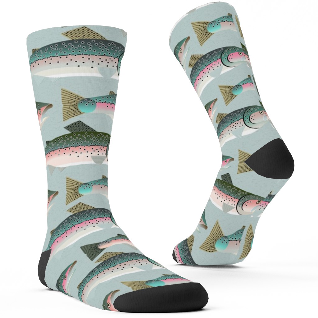 Trout Fishing Custom Socks, Multicolor, Desert Green
