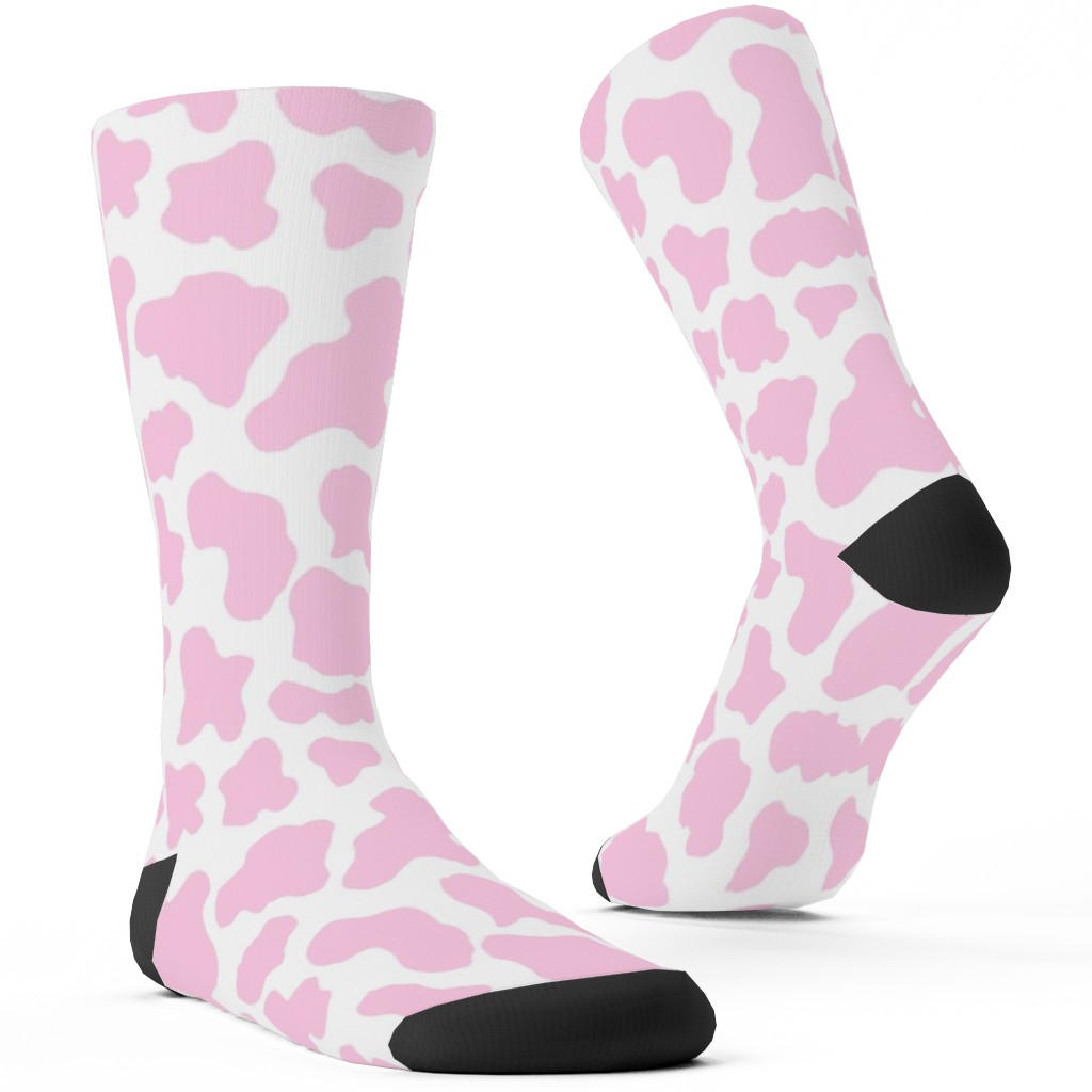 Cow Print Custom Socks, Pink