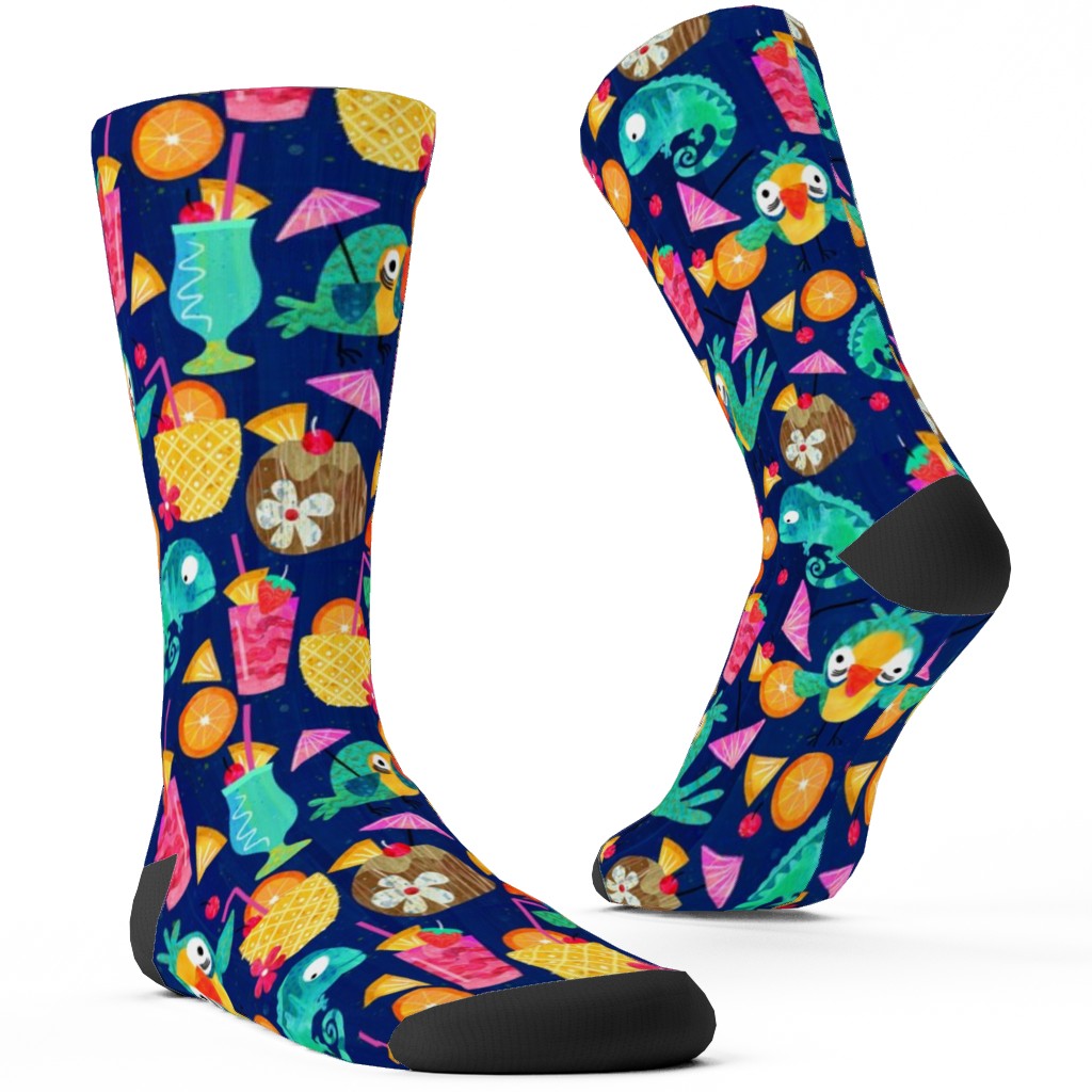 Chillaxin - Multi on Blue Custom Socks, Multicolor