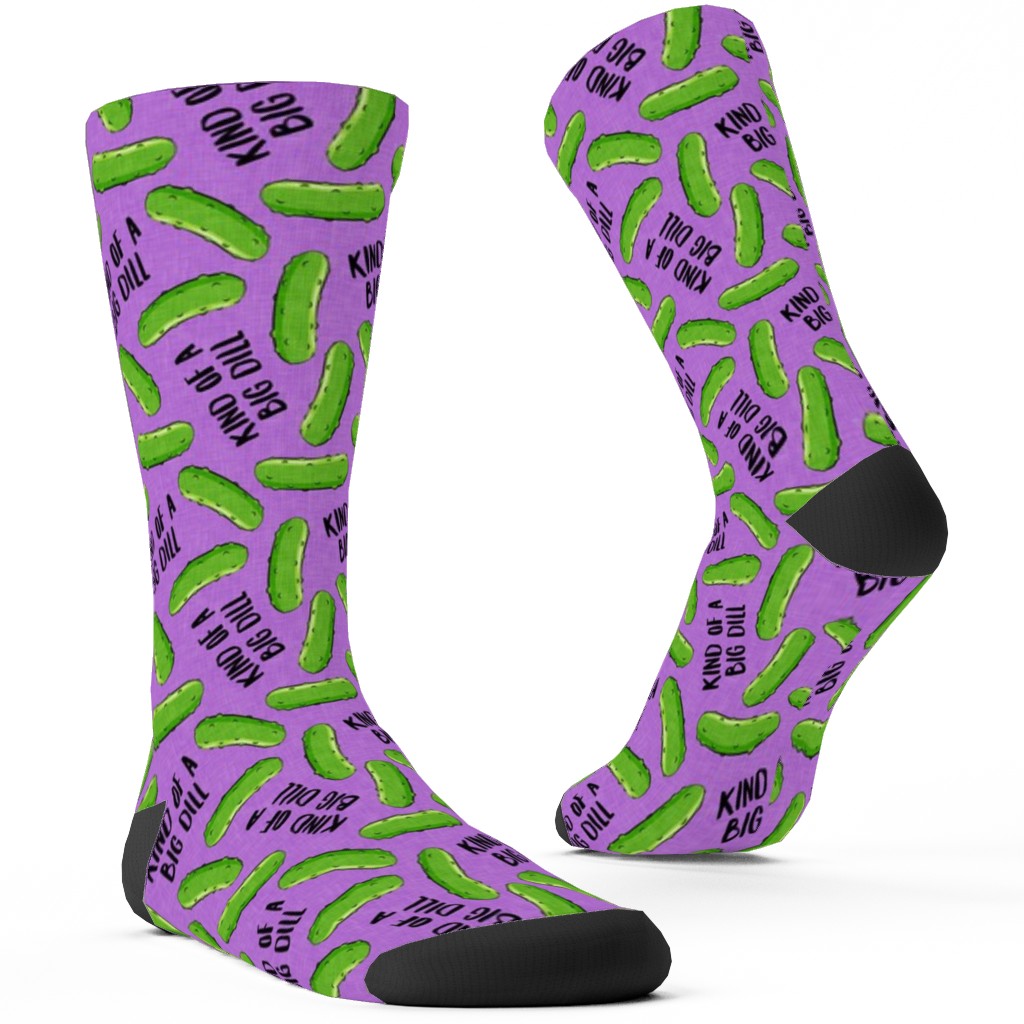 Kind of a Big Dill - Pickles - Purple Custom Socks, Purple