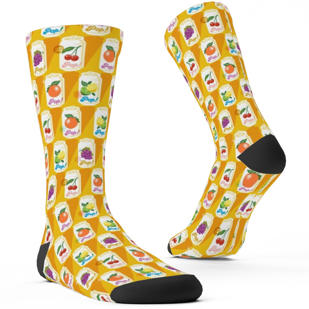 Fruit Pop! Custom Socks, Yellow, Citrus Bliss