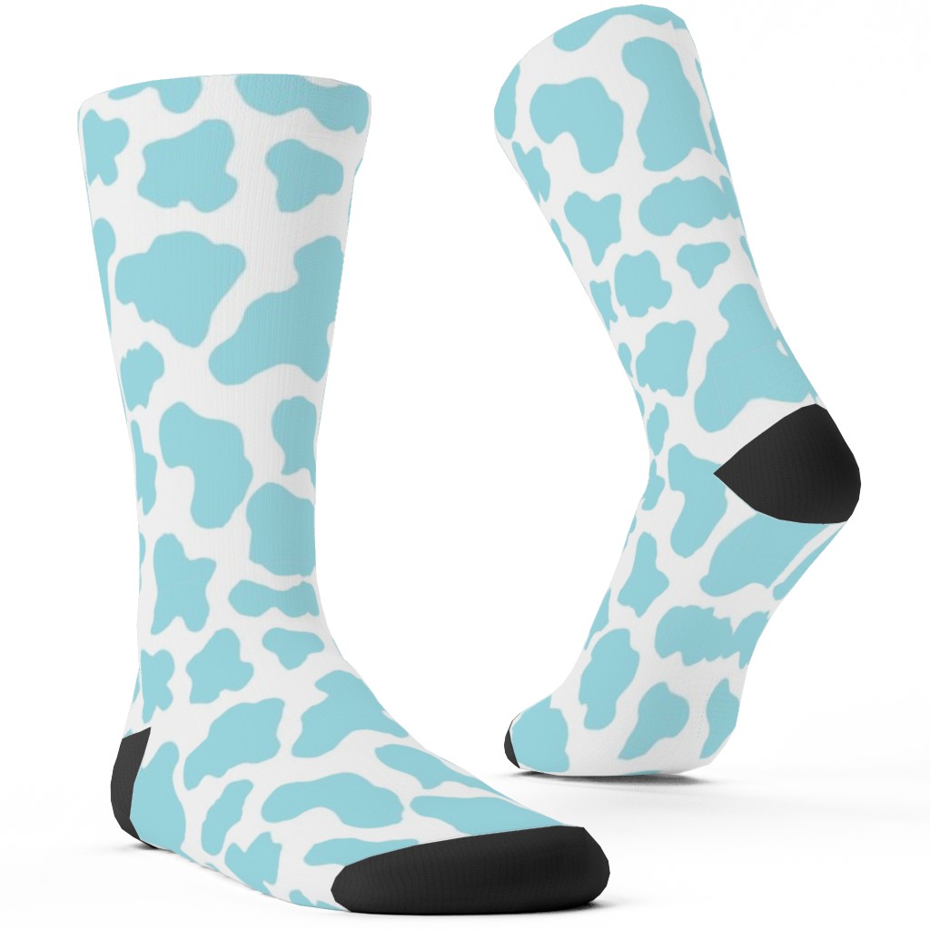 Cow Print Custom Socks, Blue