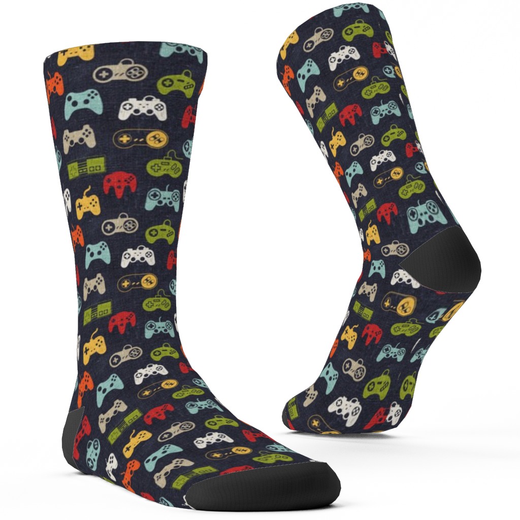 Game Controllers - Navy Multi Custom Socks, Multicolor