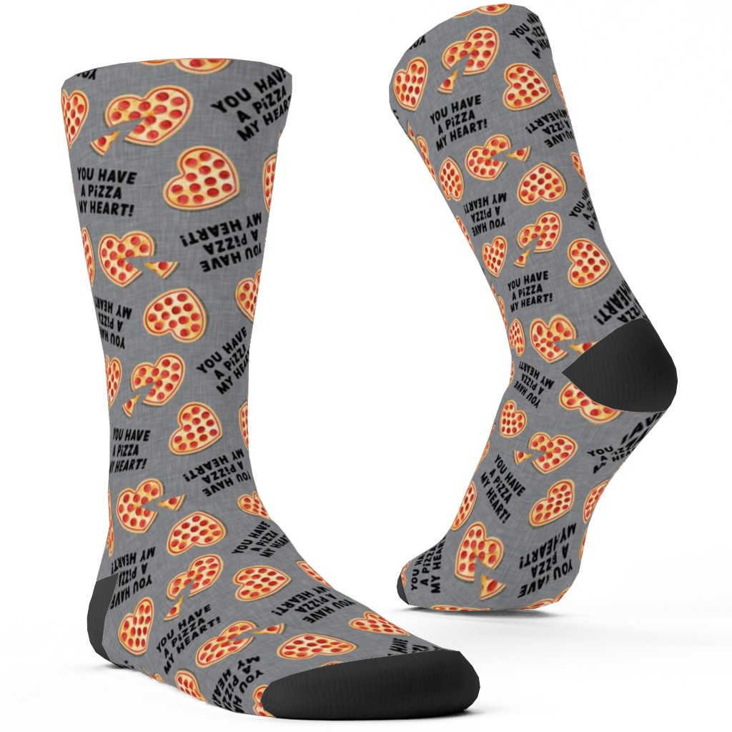 You Have a Pizza My Heart Custom Socks, Gray