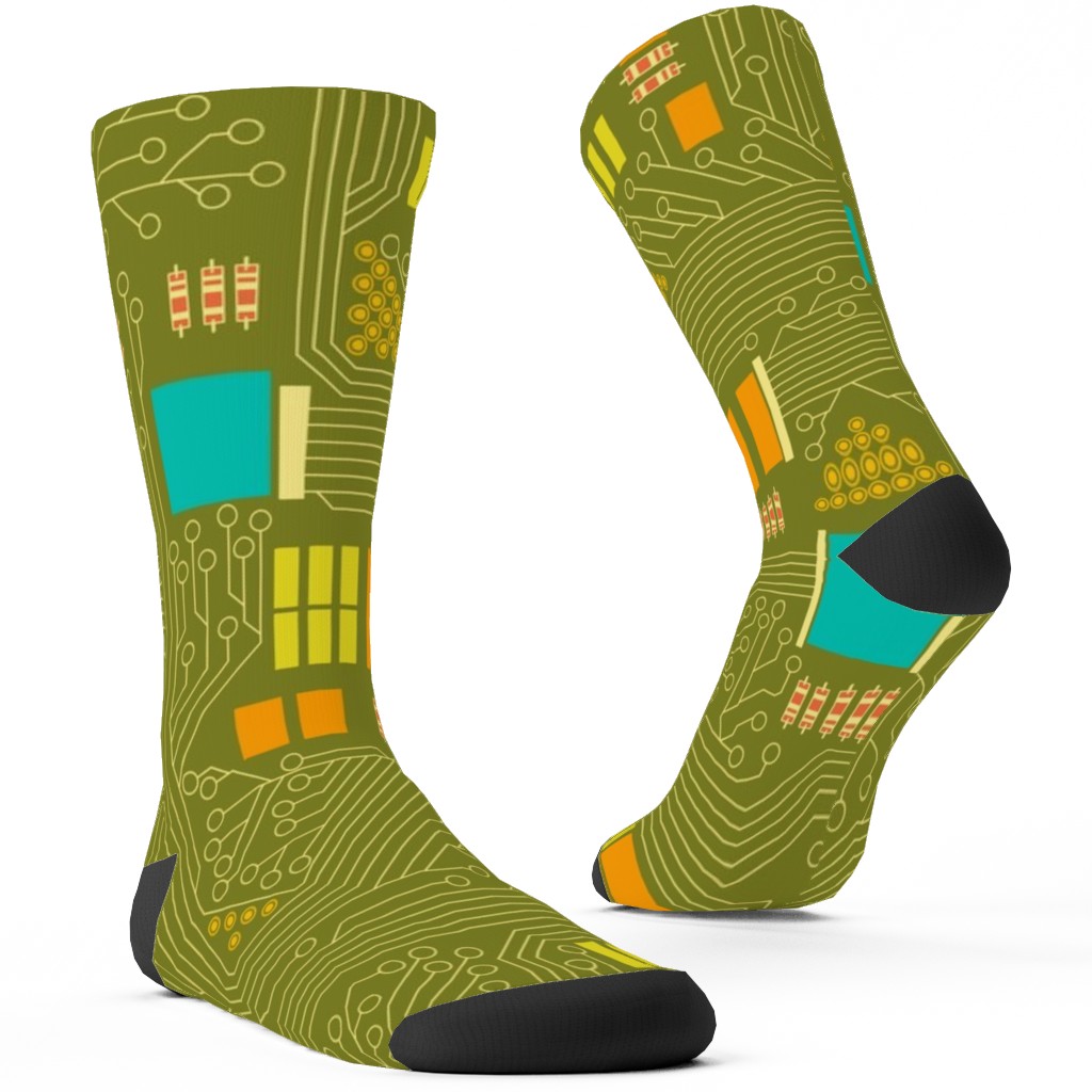Motherboard Computer Science Custom Socks, Green