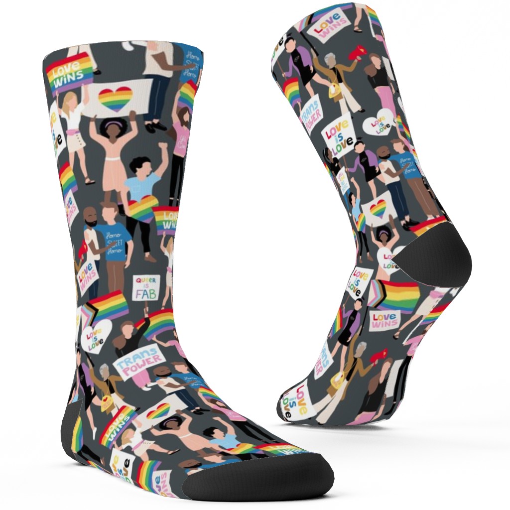 Pride Lgbtq Rainbow Flag Custom Socks, Multicolor
