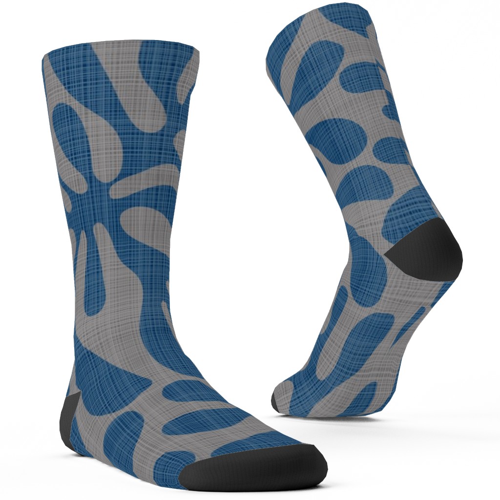 Block Print Texture Custom Socks, Blue, Cornflower
