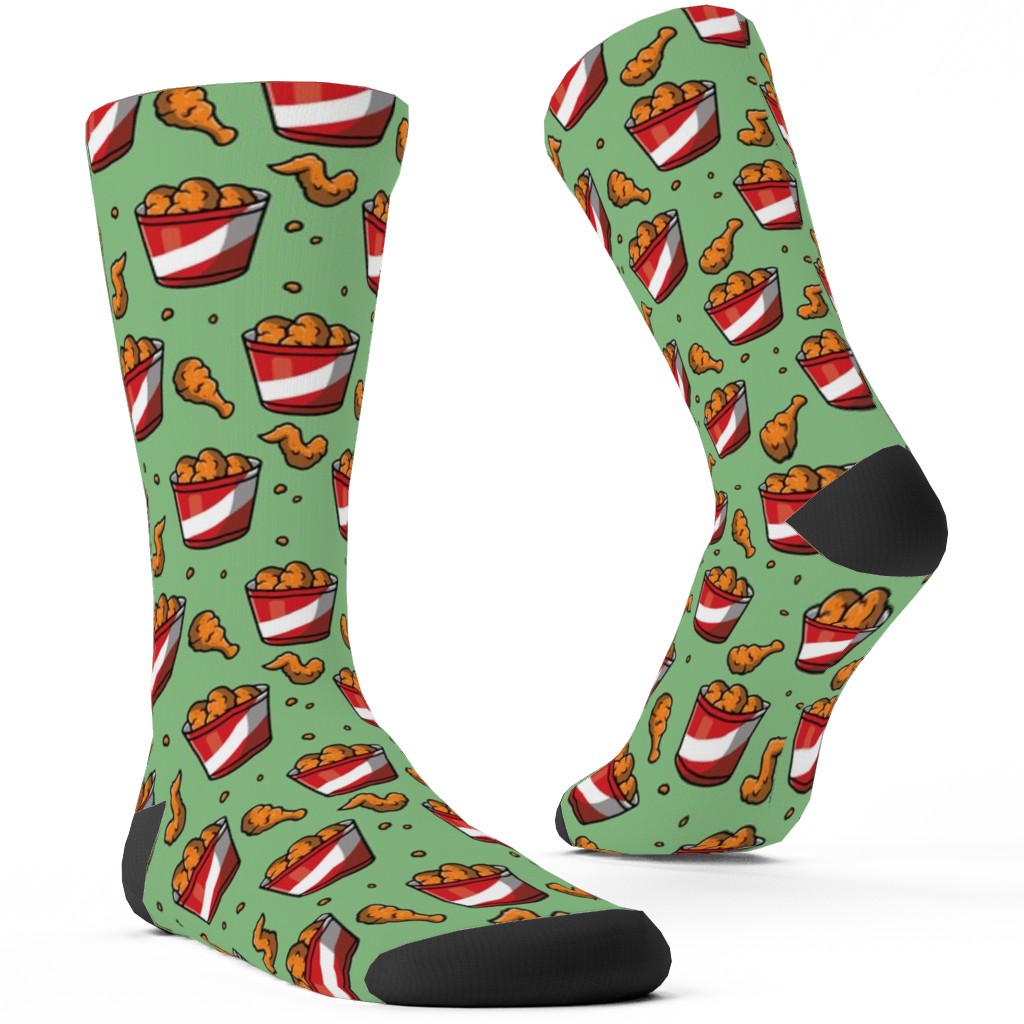 Fried Chicken Bucket Custom Socks, Green, Honeydew