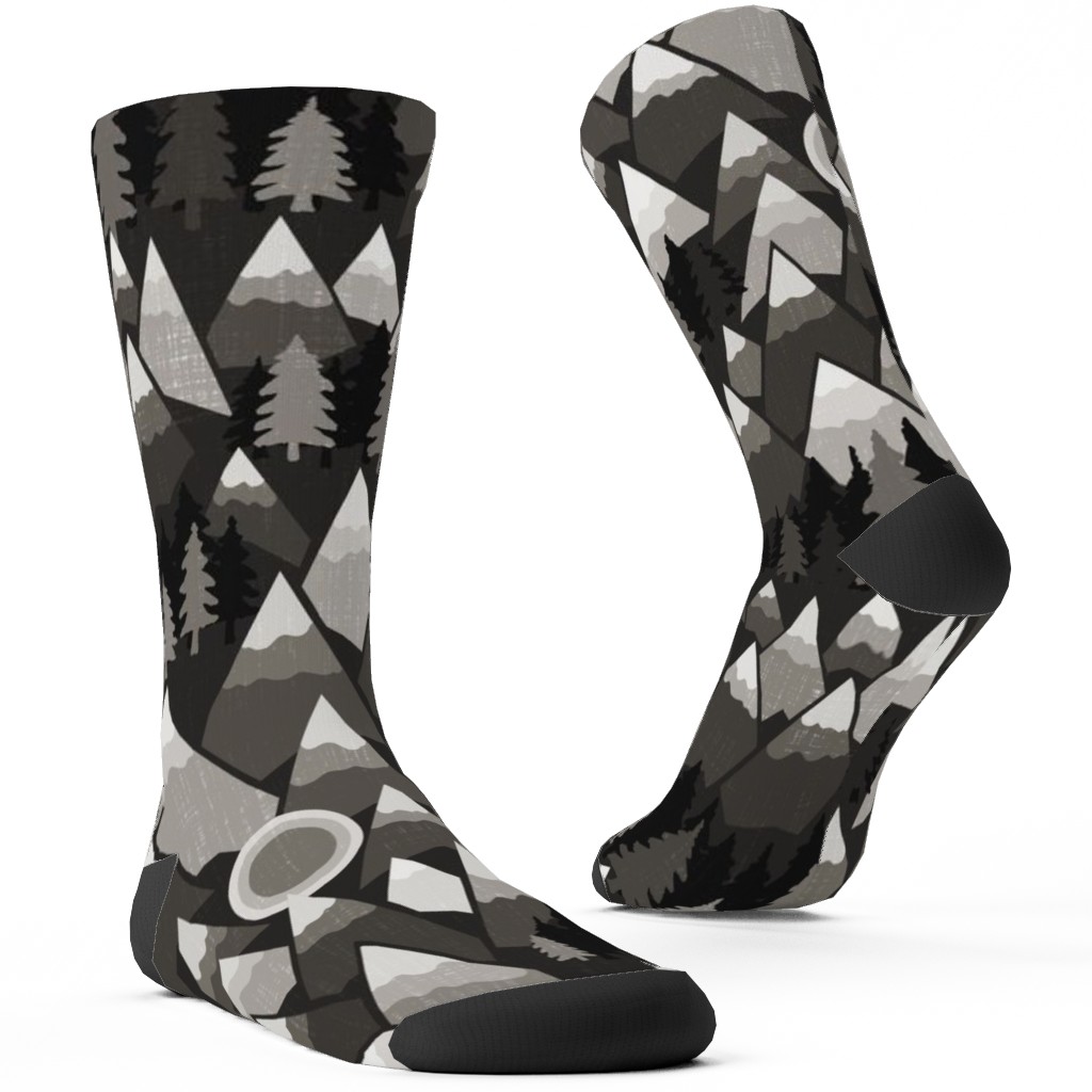 the Mountains Are Calling Custom Socks, Gray, Cement