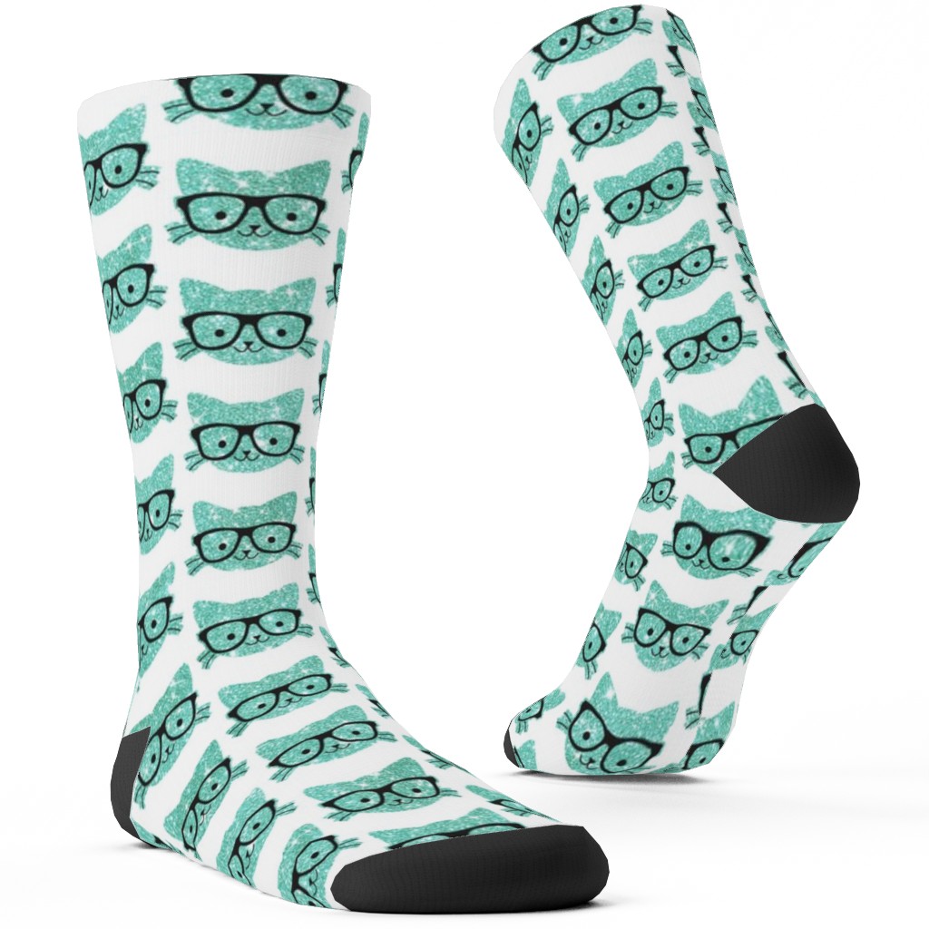 Sparkle Kitties Custom Socks, Blue, Frost